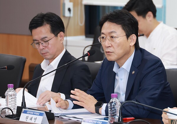 3일 오전 서울 종로구 정부서울청사에서 열린 국내 기업의 관세 피해 최소화를 위한 '미관세대응 정책금융-금융지주 간담회'에서 권대영 금융위원회 부위원장이 발언하고 있다./금융위원회