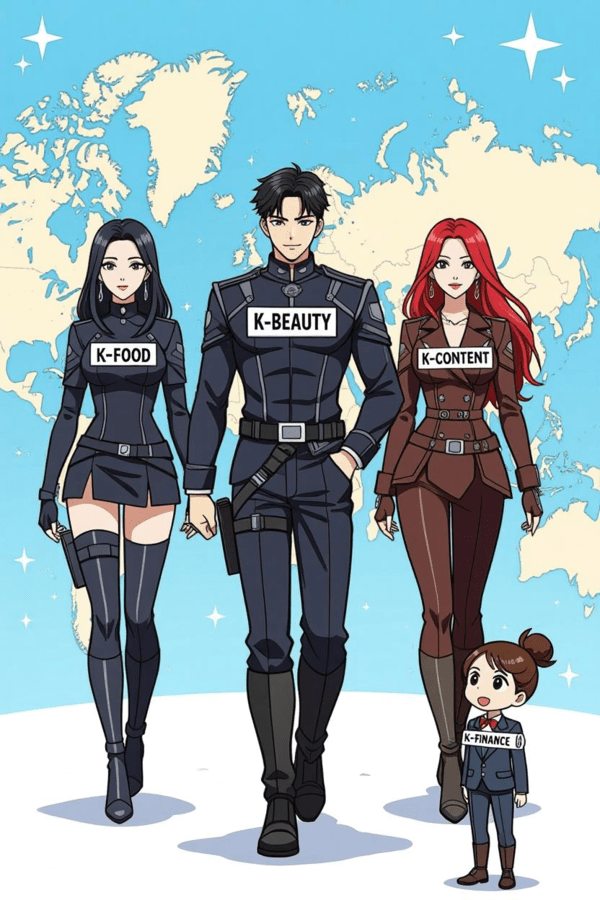 국내 식품·화장품·콘텐츠 등 ‘K-브랜드’가 세계 무대에서 활약하는 사이, 국내은행은 해외시장에서 존재감이 미미한 모습이다./인공지능 생성 이미지