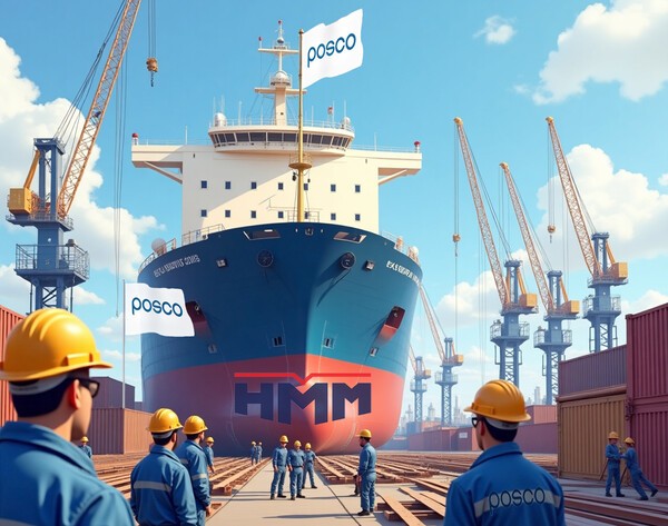 포스코가 30년 만에 해운업 재진출에 나선다. 포스코홀딩스가 최근 HMM 지분 인수를 위해 삼일PwC와 보스턴컨설팅그룹(BCG) 등으로 대규모 자문단을 꾸린 것으로 알려졌다./그래픽=그린포스트코리아, 이미지=인공지능 생성