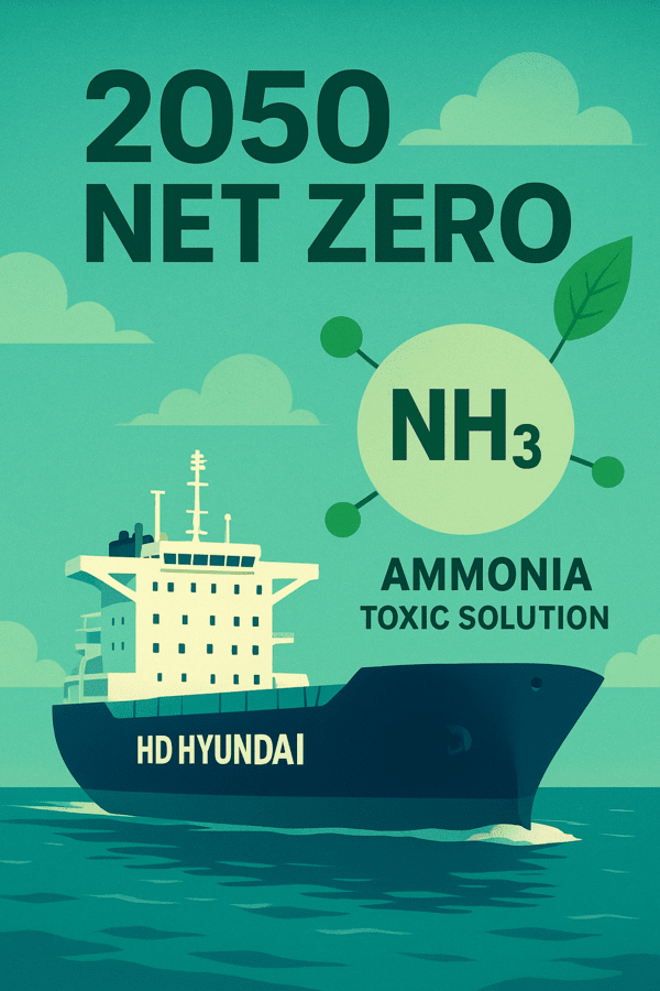 2050년 넷제로 달성을 위한 친환경 선박 기술 개발 경쟁이 치열한 가운데 HD현대중공업이 세계 최초로 암모니아 추진선 환경오염 방지 기술을 개발해 글로벌 시장 선점에 나섰다./인공지능 생성 이미지
