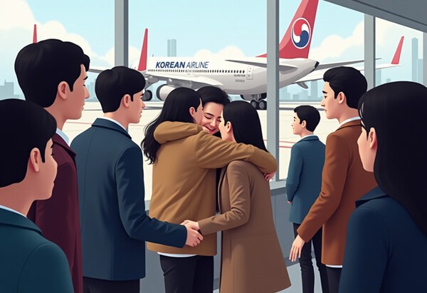미국에 구금중이던 한국인 근로자 316명이 12일 대한항공 편으로 인천공항으로 입국했다./인공지능 생성 이미지
