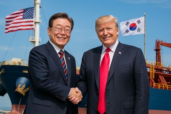 지난달 25일 워싱턴에서 열린 이재명 대통령과 도널드 트럼프 미국 대통령의 첫 한미 정상회담이 한 달여 시간이 지난 지금, 한국 산업계에는 뚜렷한 명암이 갈리고 있다./인공지능 생성 이미지