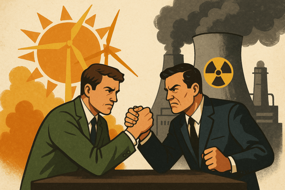 이재명 대통령의 신규 원전 건설에 대한 발언을 두고 원전업계와 환경단체 간 의견 대립이 이어지고 있다./인공지능 이미지 생성