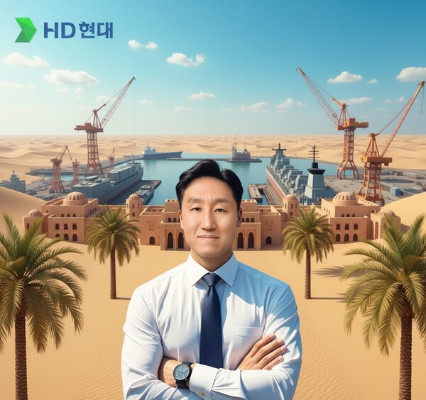 HD현대가 사우디와 손잡고 글로벌 조선 판도 재편에 나선다. 정기선 수석부회장이 직접 전면에 나서 사우디아라비아와의 전략적 협력 관계를 한층 강화하며,중동을 새로운 조선 격전지로 삼겠다는 강력한 의지를 드러냈다./안공지능 생성 이미지