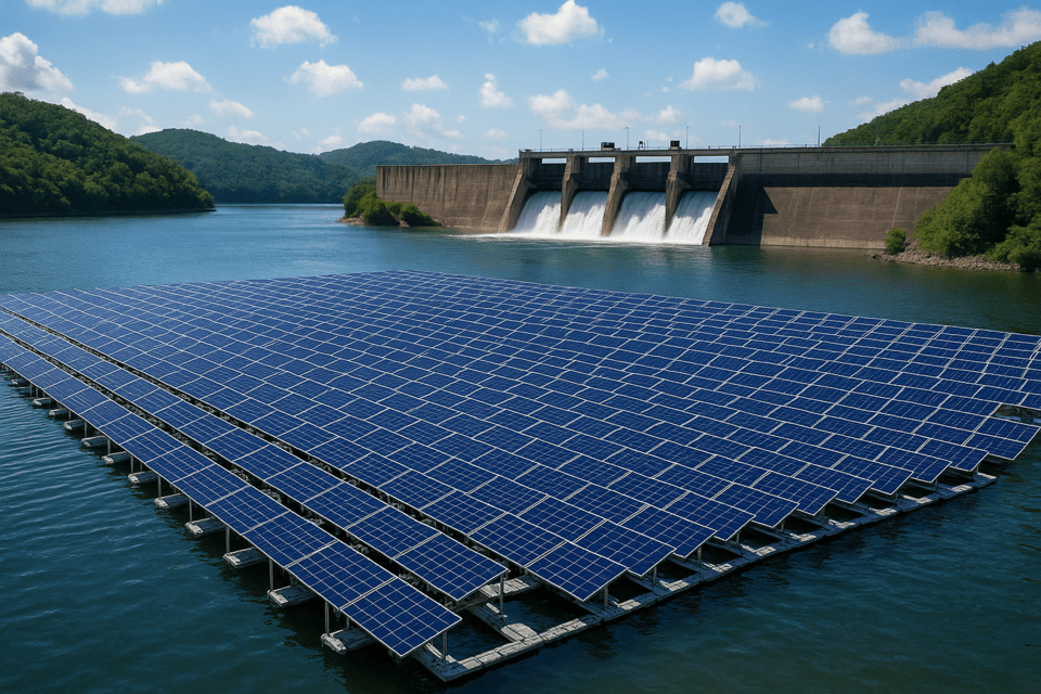 정부가 수상태양광과 수력발전을 활용해 간헐성 및 전력계통 부담을 최소화하고 재생에너지를 생산할 계획이다./인공지능 이미지 생성