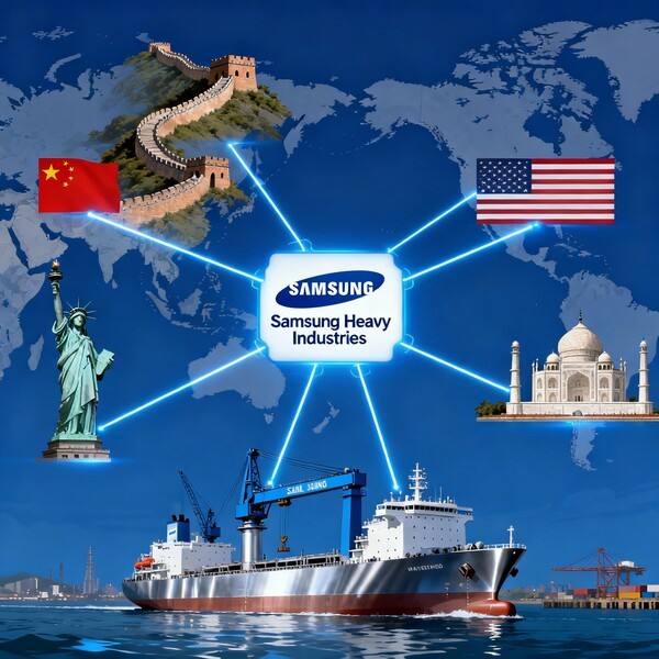 삼성중공업이 인도를 글로벌 조선 네트워크의 핵심 축으로 편입하며 시장 다변화 전략에 속도를 내고 있다./인공지능 생성 이미지
