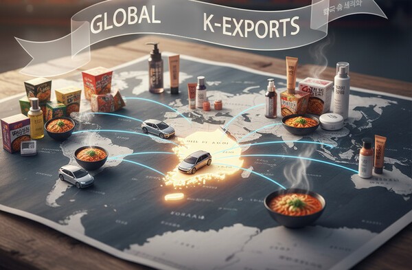 지난 10년 사이 한국 수출 구도가 전기차와 화장품, 식품을 중심으로 재편됐다/인공지능 생성 이미지