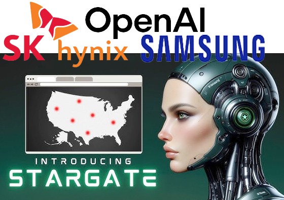 오픈AI의 AI 인프라 프로젝트 '스타게이트'의 핵심 파트너사로 참여하는 삼성그룹과 SK그룹. /그래픽=그린포스트코리아