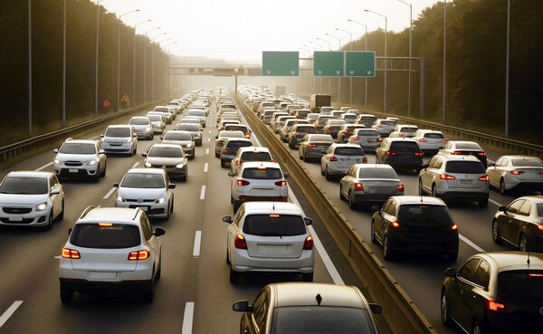 추석 연휴를 하루 앞둔 시점, 귀성·귀경 차량 흐름이 본격화되면서 교통사고 위험도 치솟고 있다. /인공지능(AI) 생성 이미지