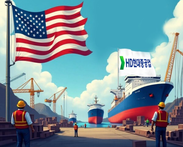 미국 조선업 부활의 중심에 선 HD현대가 북미 시장 공략을 위한 대규모 투자 승부수를 띄웠다. 미국 내 조선산업 재건 움직임에 발맞춰 현지 조선소 지분 참여부터 신규 조선소 건립까지 전방위 진출 방안을 검토 중이다./인공지능 생성 이미지