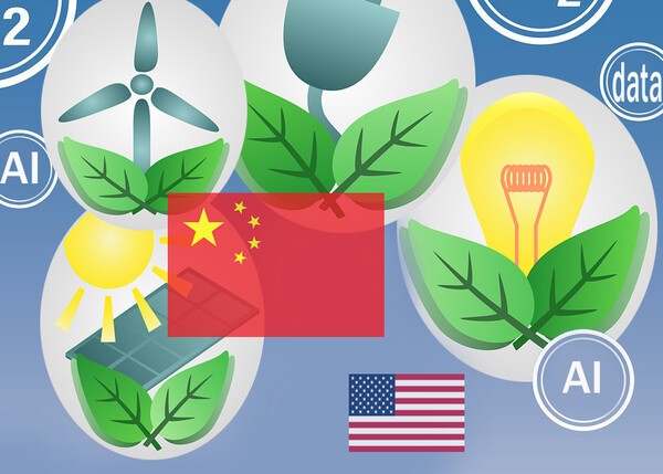 도널드 트럼프 미국 대통령의 신재생에너지 홀대 정책이 미래 에너지 패권을 중국에 넘겨주는 것이라는 비판이 일고 있다./그래픽=그린포스트코리아, 이미지=픽사베이