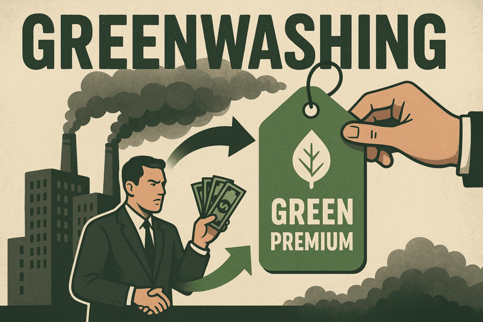 국내 주요기업들이 K-RE100 이행을 위해 사용하는 녹색 프리미엄이 그린워싱으로 변질될 가능성이 있다는 지적이 나오고 있다./인공지능 이미지 생성