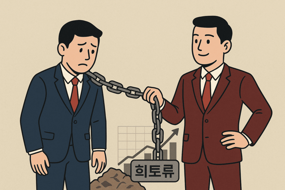 핵심 소재인 희소금속을 대부분 중국 수입에 의존하고 있어 공급망 리스크로 작용하고 있는 한국 산업계. /인공 지능 생성 이미지