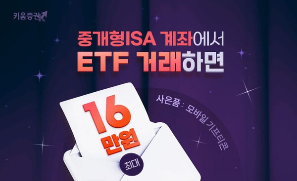 키움증권은 오는 12월 30일까지 ‘중개형 ISA에서 ETF 거래하면 최대 16만 원 혜택’ 이벤트를 진행한다. /키움증권