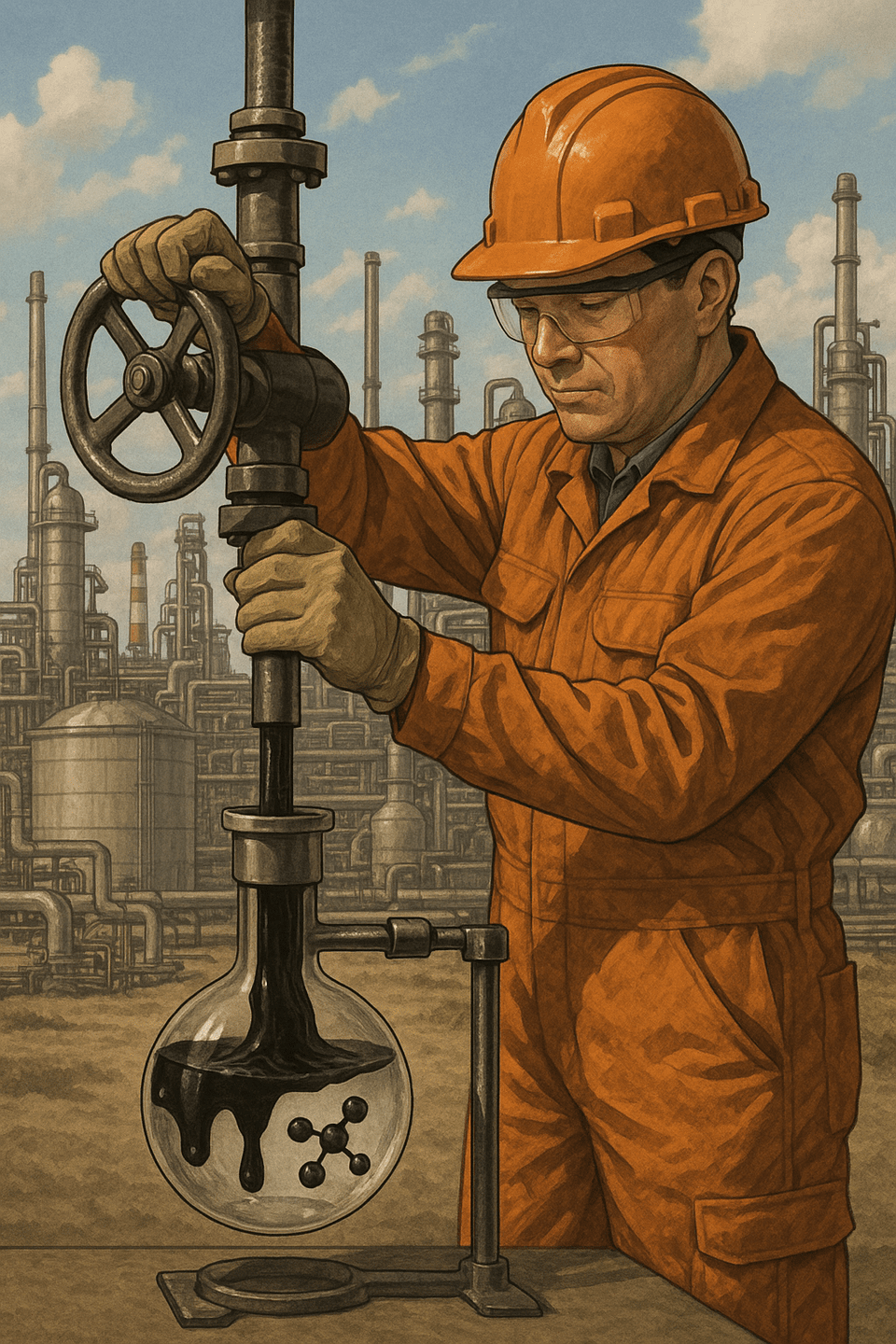 국내 최대 석유화학 사업인 샤힌 프로젝트가 전체 공정률 85%를 돌파한 가운데 원유 직투입 신기술 TC2C가 본격 운영될 경우 국내 정유 및 석유화학업계의 시장에 큰 변화가 나올 것으로 예상된다./인공지능 이미지 생성