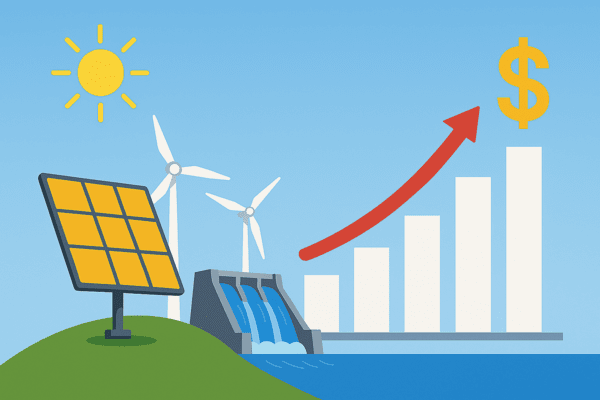 정부와 한전이 재생에너지 보급 및 송전망 확충 과정에서 전력요금 현실화에 대해 고심을 하고 있다./인공지능 이미지 생성