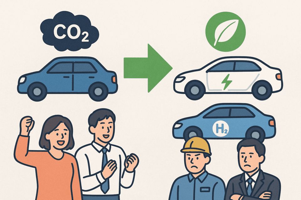 2035 국가온실가스감축 목표에 담긴 무공해차 보급 확대에 대해 자동차 업계는 반발하고 있는 가운데, 일부 전문가와 시민단체에서는 새로운 기회가 될 수 있다는 목소리가 나오고 있다. /인공지능 생성 이미지