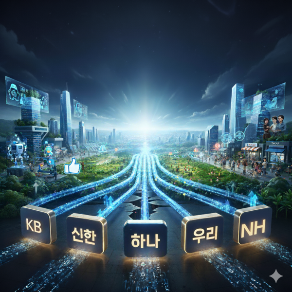 5대 금융그룹(KB·신한·하나·우리·NH농협)이 향후 5년간 ‘생산적·포용 금융’에 총 508조원 규모를 투입한다./인공지능 생성 이미지