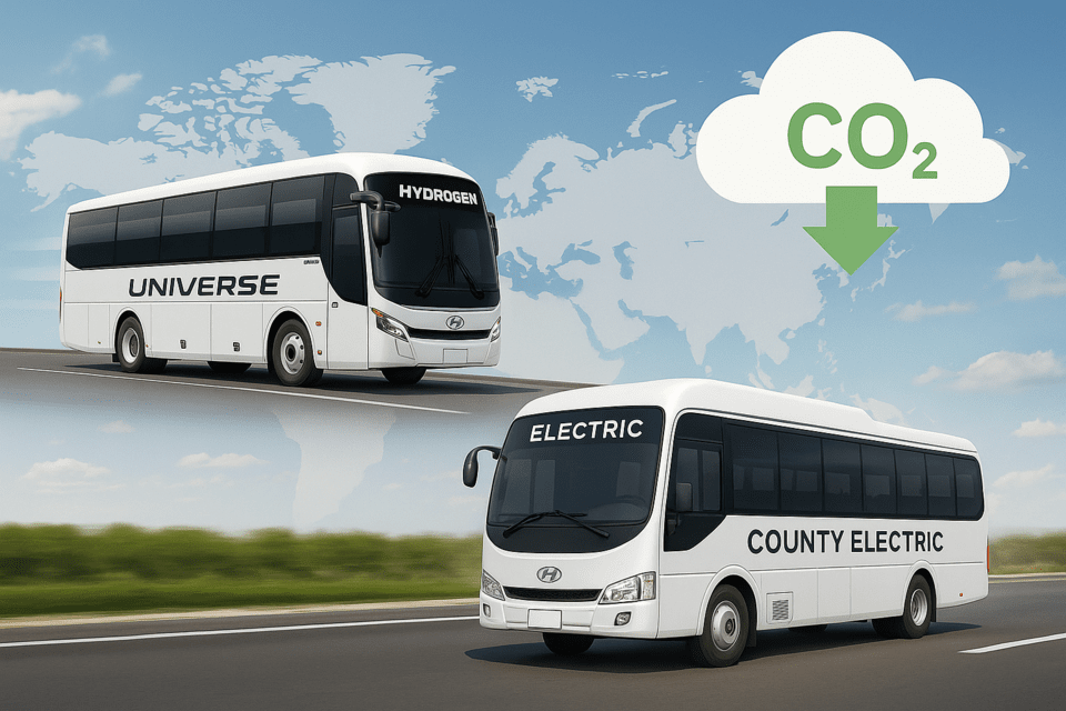 국내외에서 전기·수소버스 보급을 확대하며 대중교통의 친환경 전환에 일조하고 있는 현대자동차. /인공지능 생성 이미지