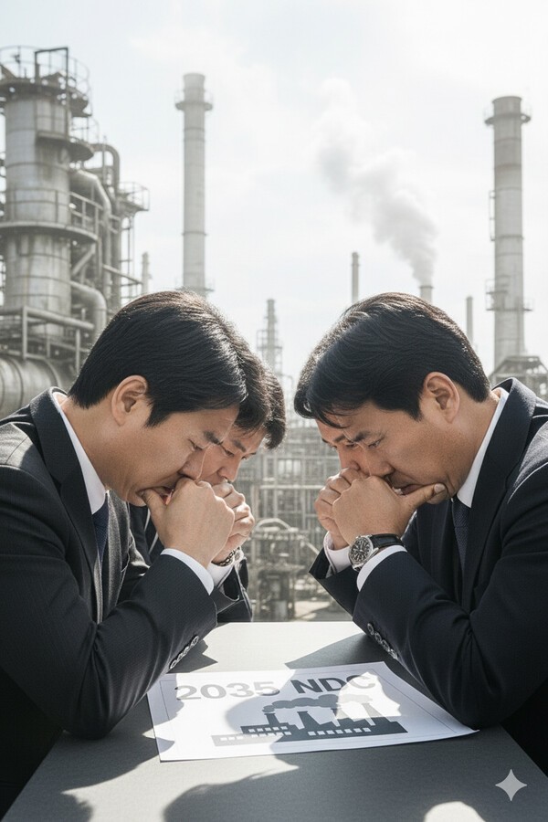 정부가 2035 NDC를 확정한 가운데 석유화학을 비롯한 산업계가 감축 목표를 달성할 수 있도록 정부의 지원이 필요하다고 촉구하고 있다./인공지능 이미지 생성