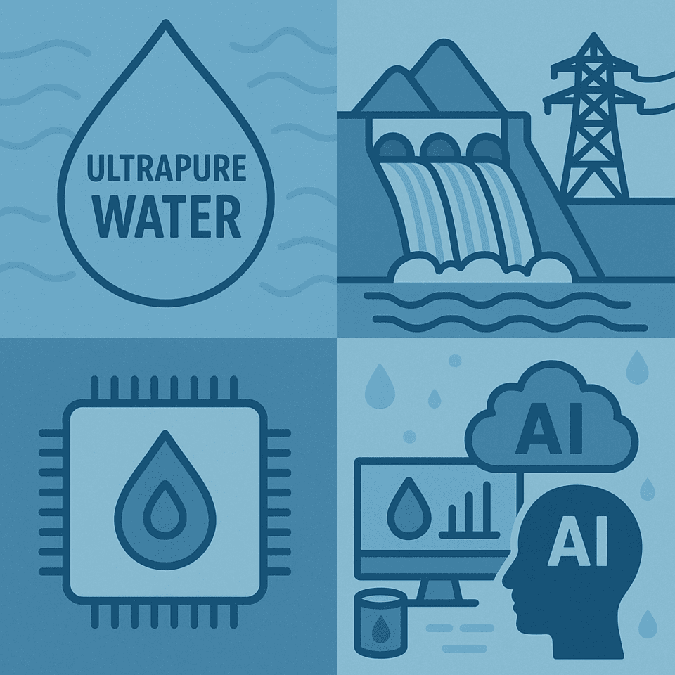 산업 전반에서 '물의 효율적 사용'이 핵심 과제로 떠오르면서, AI와 초순수 기술을 중심으로 물산업 혁신이 이뤄지고 있다./인공지능 이미지 생성