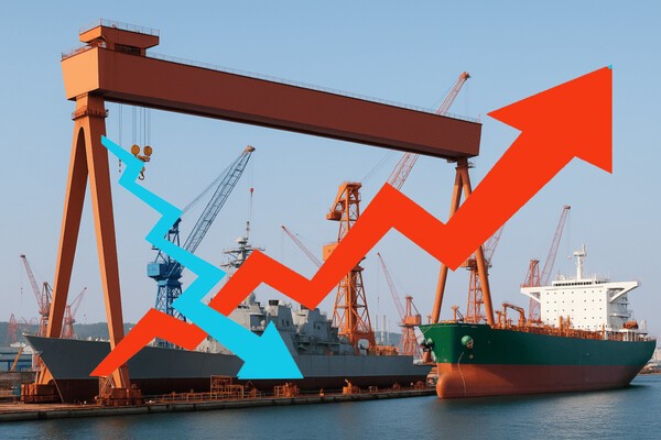 코스피가 3% 넘게 급락했지만 조선주는 홀로 치솟았다./인공지능(AI) 생성 이미지