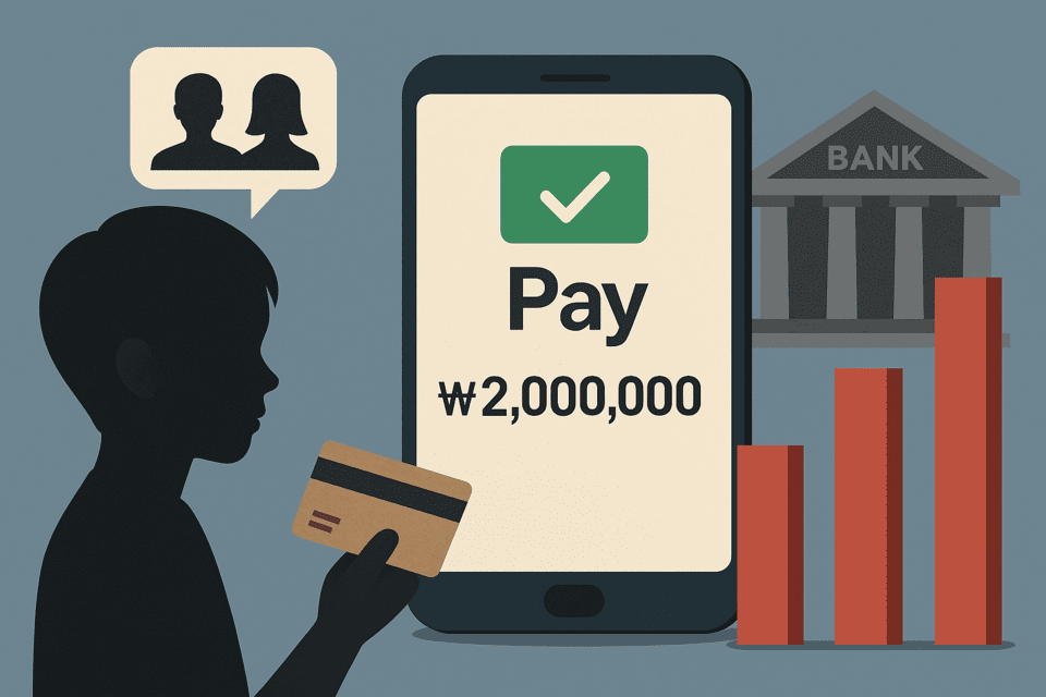 네이버페이가 미성년자 결제·송금 한도를 크게 늘리기로 하면서, 시중은행 계좌에 적용되는 규제보다 간편결제 업권이 상대적으로 완화된 기준을 적용받는 것 아니냐는 지적이 나온다./인공지능(AI) 생성 이미지