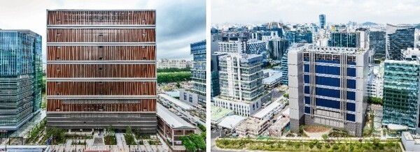 가산 AI 데이터센터 전면 및 후면(태양광 패널) 사진. / DL건설