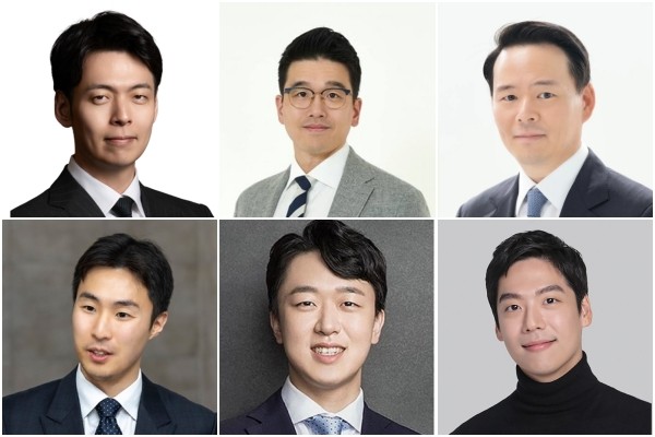 (왼쪽부터 반시계방향으로) 신유열 롯데 미래성장실장 부사장, 이선호 CJ그룹 미래기획그룹장, 허진수 SPC그룹 부회장, 전병우 삼양식품 전무,신상열 농심 미래사업실장 전무, 담서원 오리온 경영지원팀 전무./ 각사취합