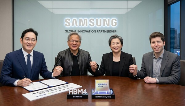 삼성전자가 불과 4일 사이에 세계 AI 반도체 시장의 '빅3' 엔비디아, AMD, 오픈AI 등과 연쇄 계약을 체결하며 반도체 판도를 뒤흔들었다./인공지능 생성 이미지